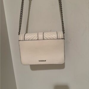 White Quilted Crossbody Bag with Chain Strap